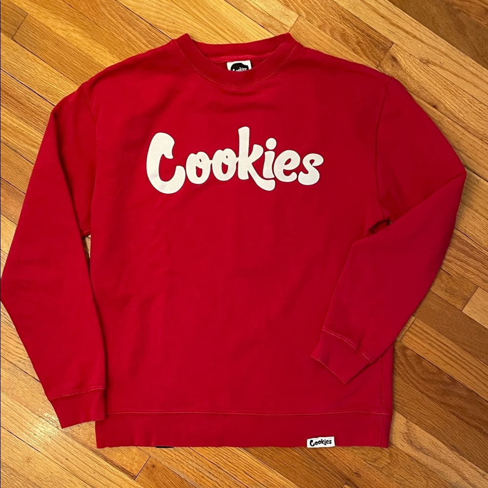 COOKIES Brand Red Crewneck Cozy Urban Streetwear Unisex Coastal Sweatshirt